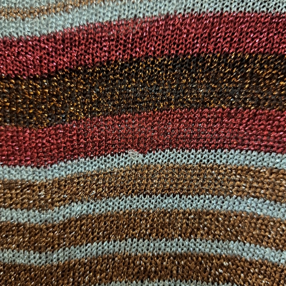 VTG Organically Grown By Arpeja Women's Striped Metallic Dolman Sleeve Top Sz L - Picture 9 of 15